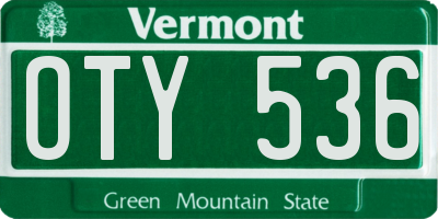 VT license plate OTY536