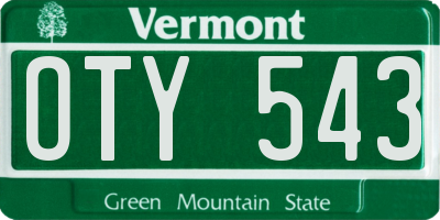 VT license plate OTY543