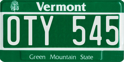 VT license plate OTY545
