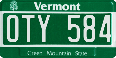 VT license plate OTY584
