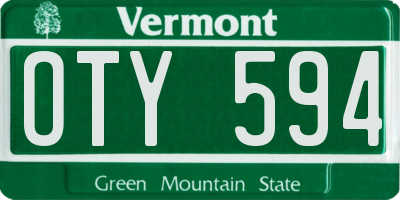 VT license plate OTY594