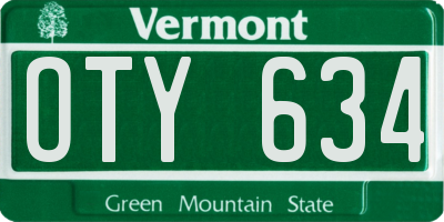 VT license plate OTY634