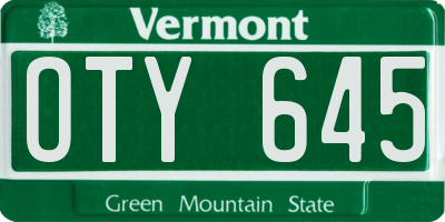 VT license plate OTY645