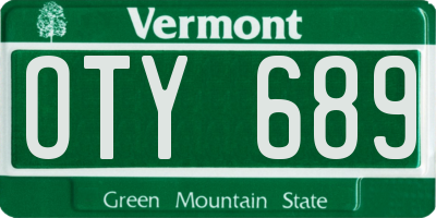 VT license plate OTY689