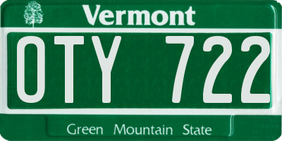 VT license plate OTY722