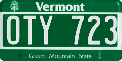 VT license plate OTY723