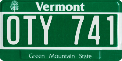 VT license plate OTY741