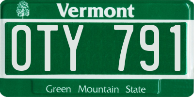 VT license plate OTY791