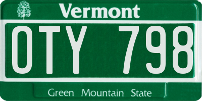 VT license plate OTY798