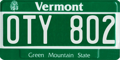 VT license plate OTY802