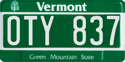 VT license plate OTY837