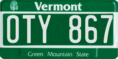 VT license plate OTY867
