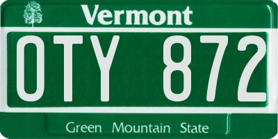 VT license plate OTY872