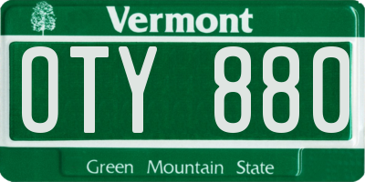 VT license plate OTY880