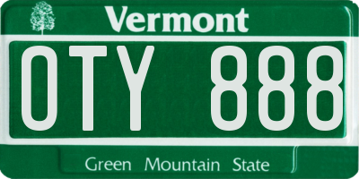 VT license plate OTY888