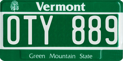 VT license plate OTY889