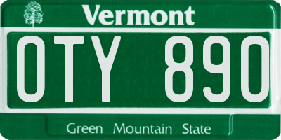 VT license plate OTY890