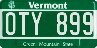 VT license plate OTY899