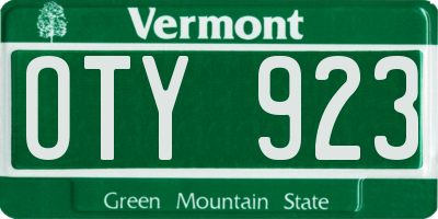 VT license plate OTY923