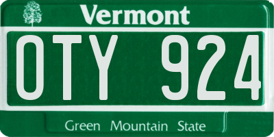 VT license plate OTY924
