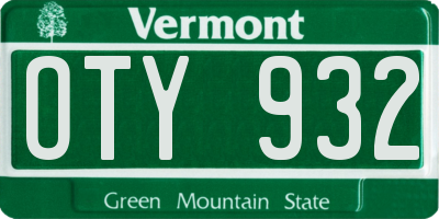 VT license plate OTY932