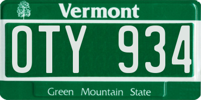 VT license plate OTY934
