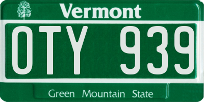 VT license plate OTY939