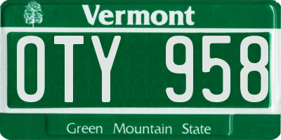 VT license plate OTY958