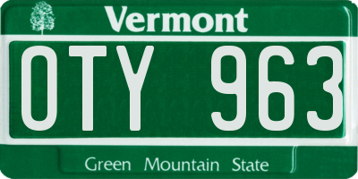 VT license plate OTY963
