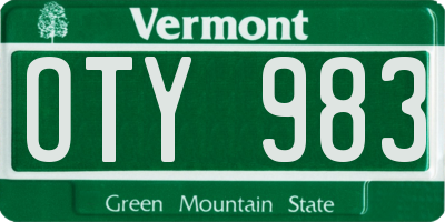 VT license plate OTY983