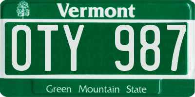 VT license plate OTY987