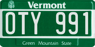 VT license plate OTY991
