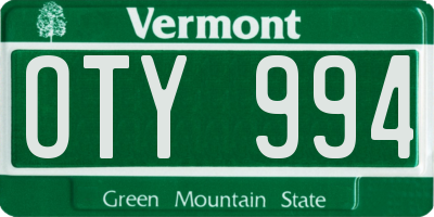 VT license plate OTY994