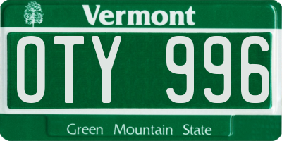 VT license plate OTY996