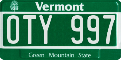 VT license plate OTY997