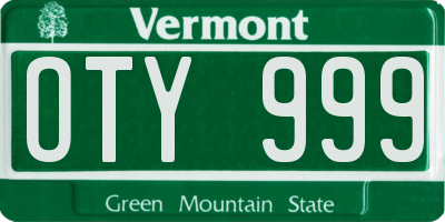 VT license plate OTY999