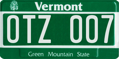 VT license plate OTZ007