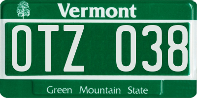 VT license plate OTZ038