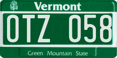 VT license plate OTZ058