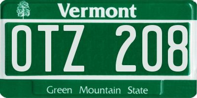VT license plate OTZ208