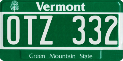 VT license plate OTZ332