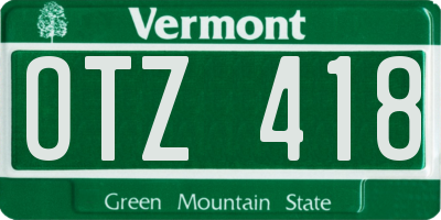VT license plate OTZ418
