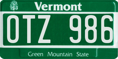 VT license plate OTZ986