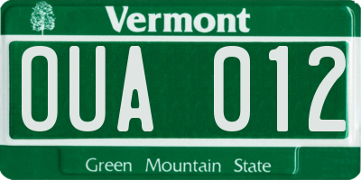 VT license plate OUA012