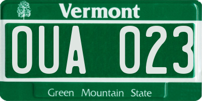 VT license plate OUA023