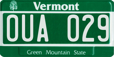 VT license plate OUA029
