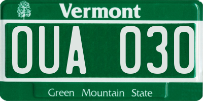 VT license plate OUA030