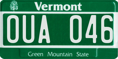 VT license plate OUA046