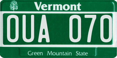 VT license plate OUA070
