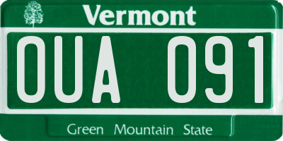 VT license plate OUA091